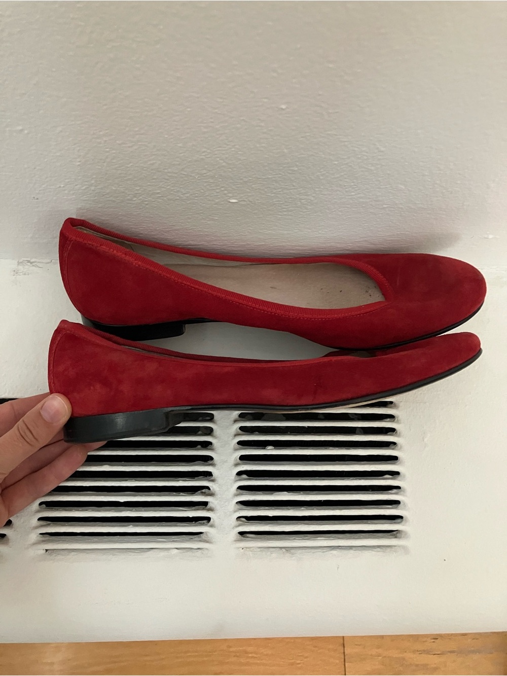 Italian Shoemakers Red Suede Ballet Flats